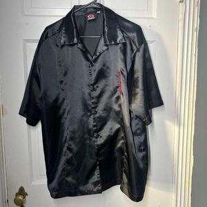 Third Rail Button Up Black Satin Shirt